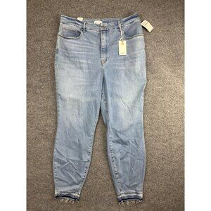 Good American Jeans Womens 20 Blue Good Waist Skinny High Rise Raw Hem Stretch